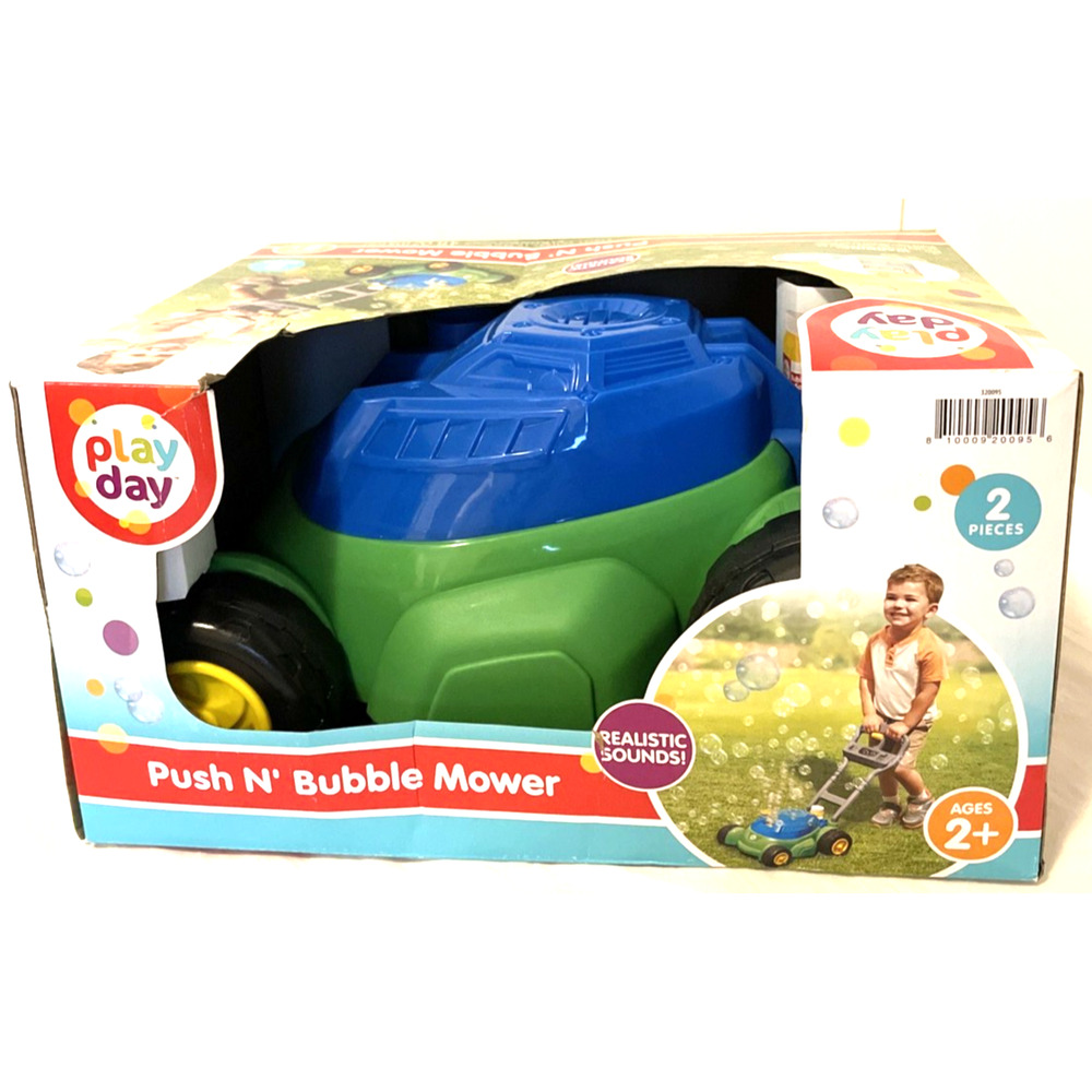 Play Day Push N Bubble Mower Toy with Realistic Sounds! & 4oz Bubble Solution